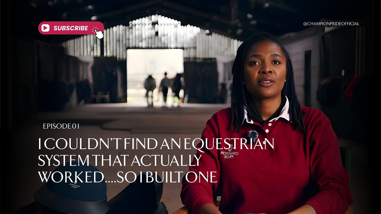 Zeze Oriaikhi-Sao seated in a lamplit stable aisle, a still from the Champion Pride founder film