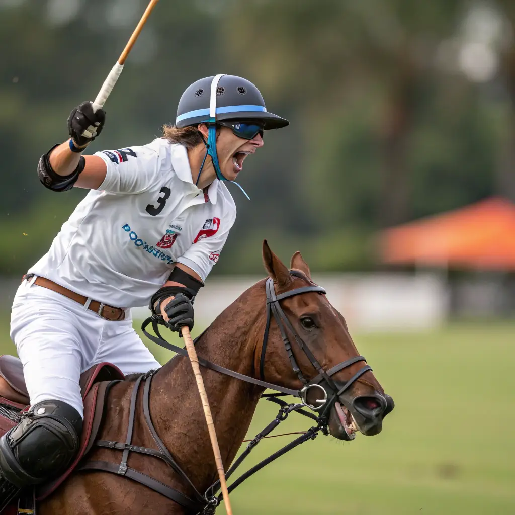 A high-quality image of polo players in action, showcasing the elegance and athleticism of the sport, with a focus on the connection between horse and rider. The image should convey a sense of sportsmanship and respect for the animals.